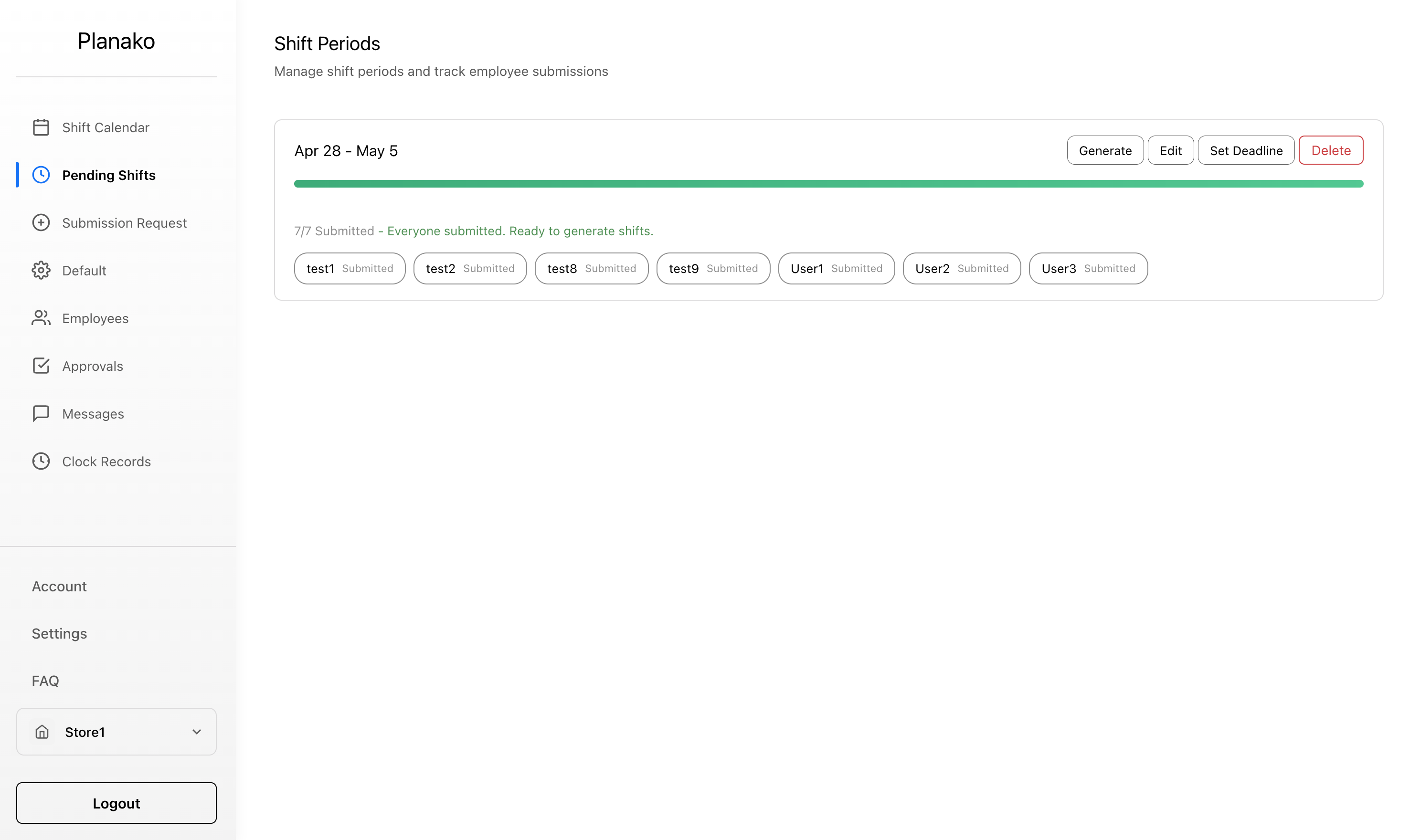Generate Schedule